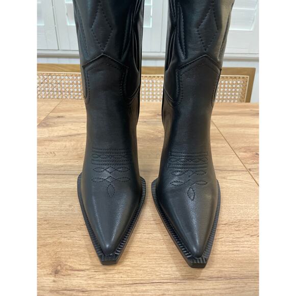 Steve Madden Kinzie Stiletto Western Tall Dress Boot Black Leather Size 7.5 NIB - Picture 6 of 16